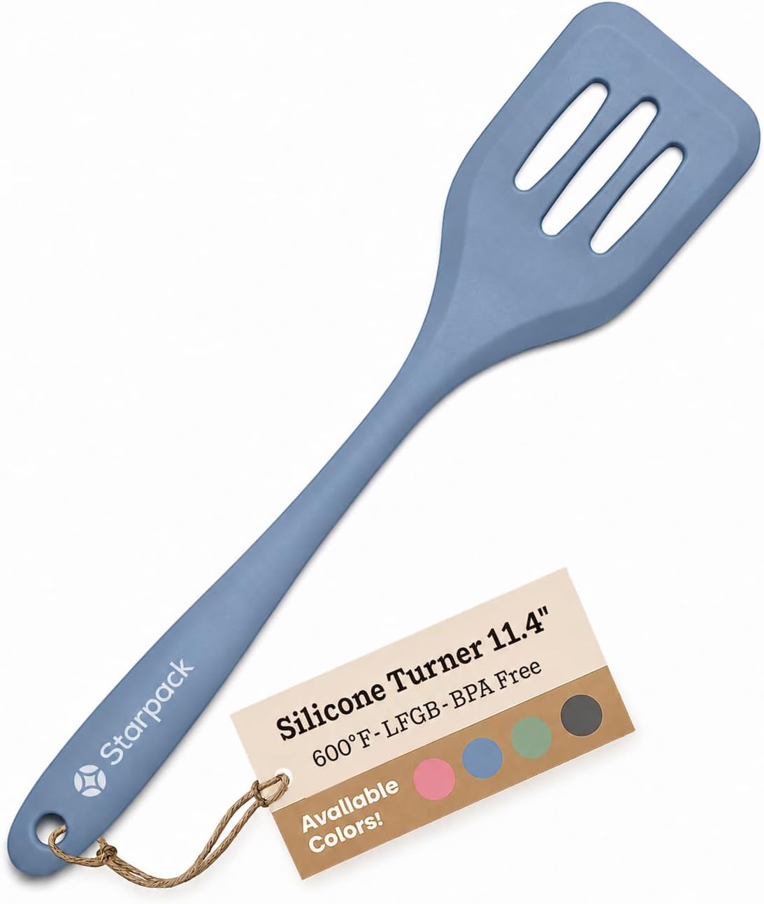 Starpack 'Head Turner' Premium Silicone Turner Spatula, Slotted Spatula - Up-to 600°F High Heat Resistant Silicone Slotted Spatulas for Cooking, LFGB Grade Non Stick Rubber Turner Spatula - 11.4"