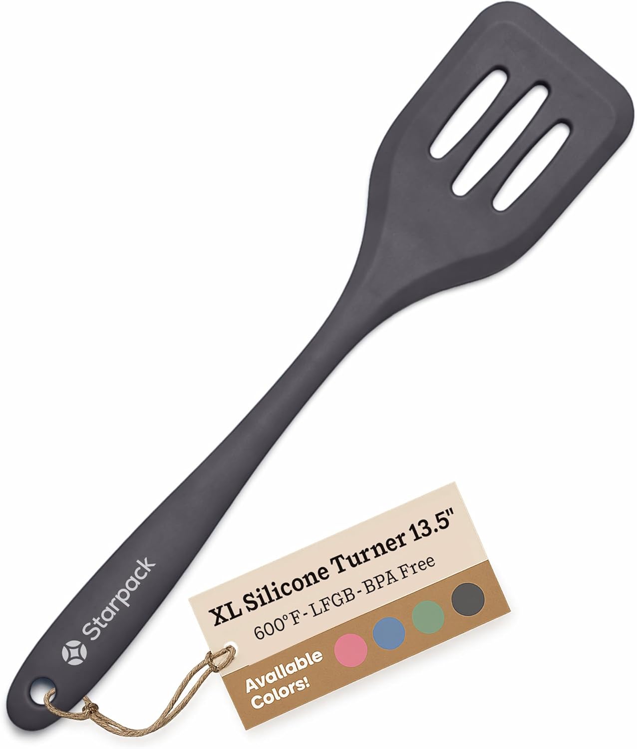 Starpack 'Head Turner' Premium Silicone Turner Spatula, Slotted Spatula - Up-to 600°F High Heat Resistant Silicone Slotted Spatulas for Cooking, LFGB Grade Non Stick Rubber Turner Spatula - 11.4"