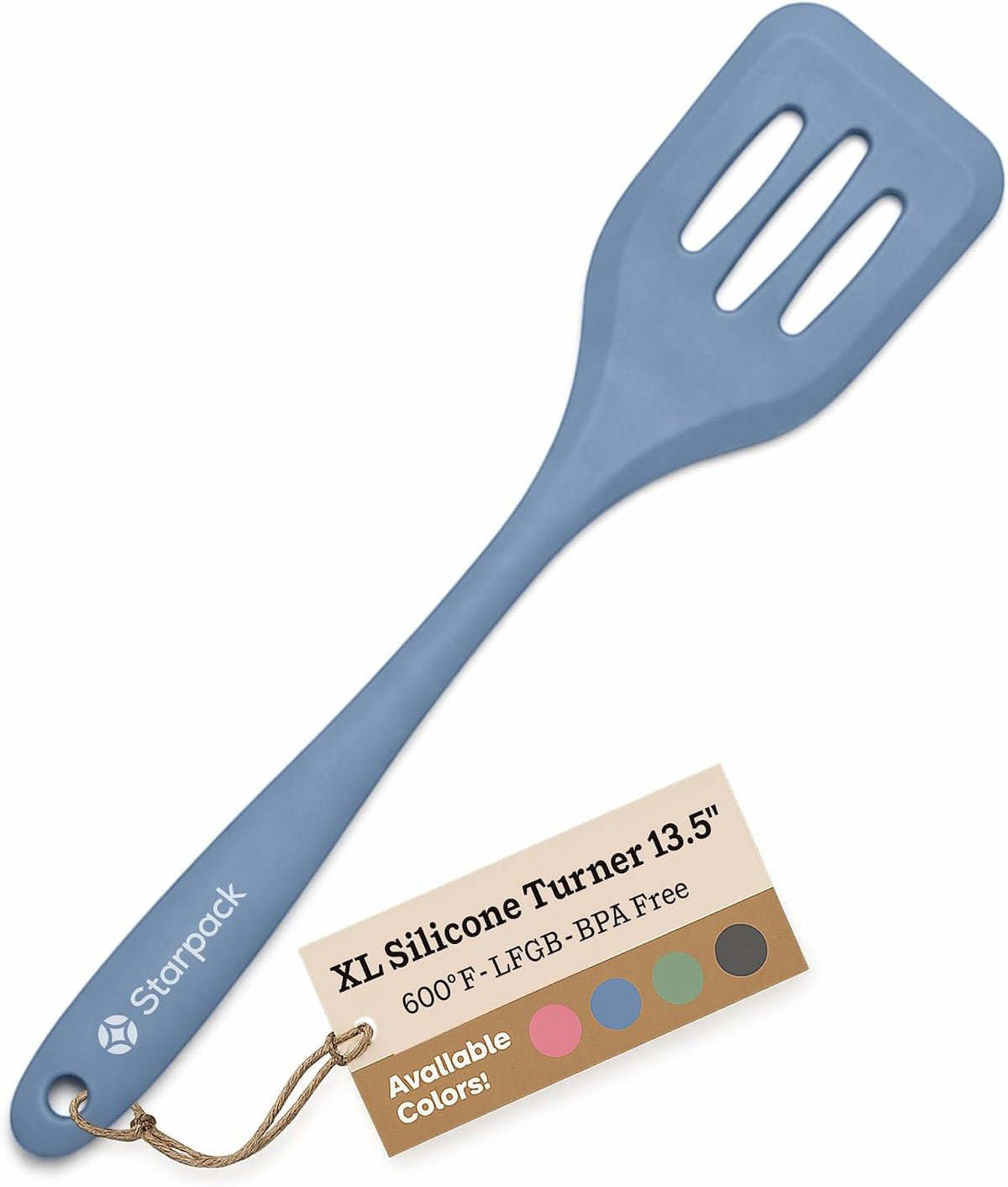 Starpack 'Head Turner' Premium Silicone Turner Spatula, Slotted Spatula - Up-to 600°F High Heat Resistant Silicone Slotted Spatulas for Cooking, LFGB Grade Non Stick Rubber Turner Spatula - 11.4"