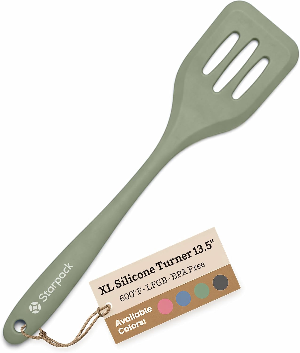 Starpack 'Head Turner' Premium Silicone Turner Spatula, Slotted Spatula - Up-to 600°F High Heat Resistant Silicone Slotted Spatulas for Cooking, LFGB Grade Non Stick Rubber Turner Spatula - 11.4"
