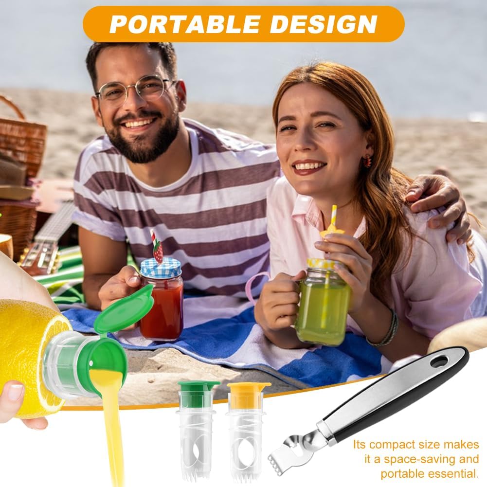 2‑Pack Screw Top Citrus Squeezer Set with Zester, Manual Lemon Lime Juicer
