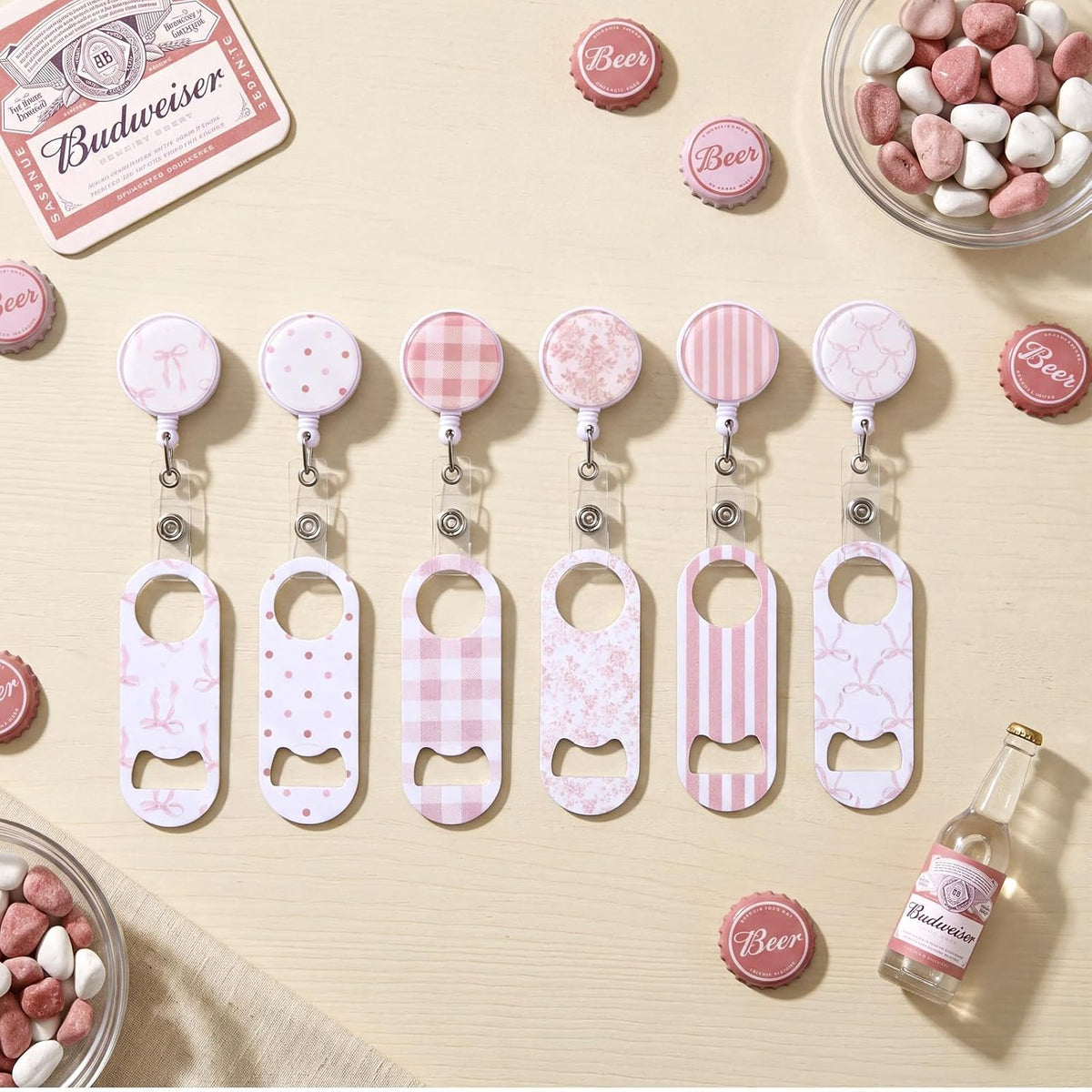 6 Pcs Retractable Bar Keys Bartender Bottle Openers, Marble