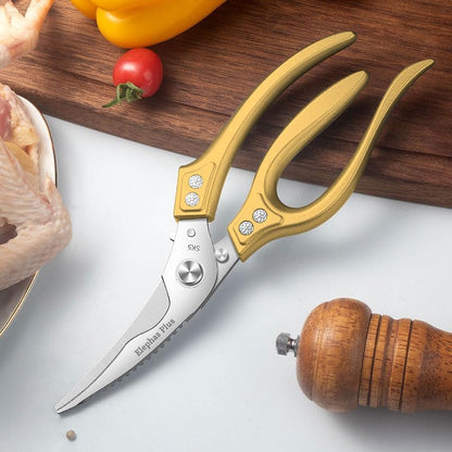 Heavy Duty Shears, All Purpose Kitchen Scissors for Chicken (Gold)