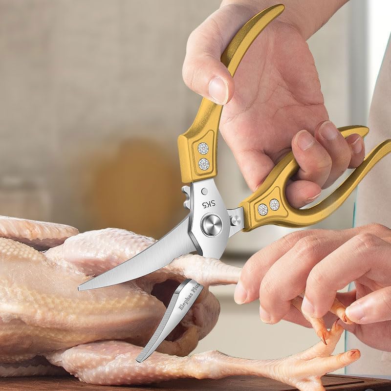 Heavy Duty Shears, All Purpose Kitchen Scissors for Chicken (Gold)