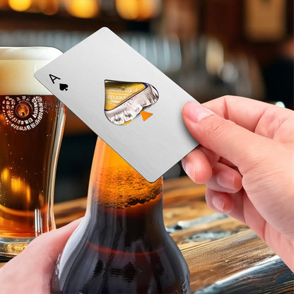 6PCS Card Bottle Openers, 3 Black & 3 Silver Poker Themed Cap Openers