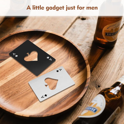 6PCS Card Bottle Openers, 3 Black & 3 Silver Poker Themed Cap Openers