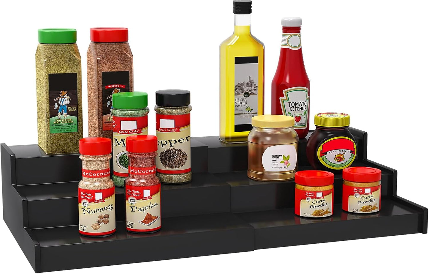 Spice Rack Organizer for Cabinet, 3 Tier Expandable Bamboo Spice Storage for Kitchen Cupboard Pantry