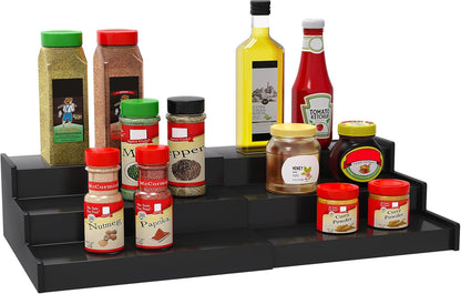 Spice Rack Organizer for Cabinet, 3 Tier Expandable Bamboo Spice Storage for Kitchen Cupboard Pantry