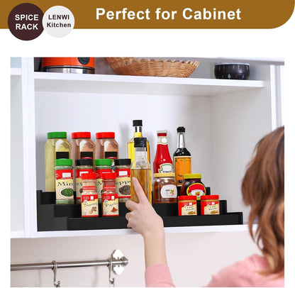 Spice Rack Organizer for Cabinet, 3 Tier Expandable Bamboo Spice Storage for Kitchen Cupboard Pantry