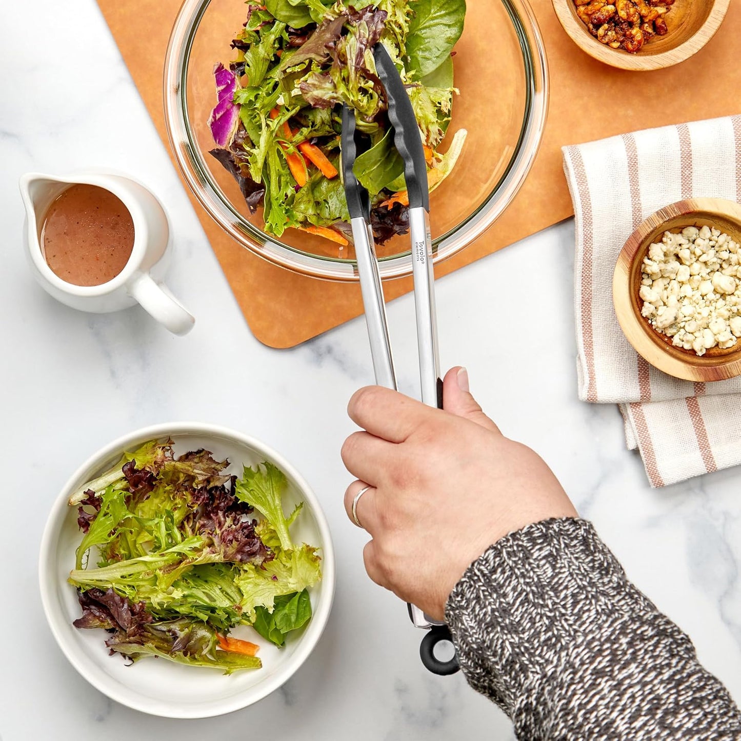 Stainless Steel Tongs with Silicone Tip Set 9" 12" with Easy Lock Mechanism for Grilling Air Fryer Cooking Serving Salad, Heat Resistant Silicone Tipped Kitchen Tongs Sangria Red Black