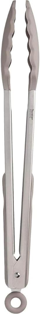 Stainless Steel Tongs with Silicone Tip Set 9" 12" with Easy Lock Mechanism for Grilling Air Fryer Cooking Serving Salad, Heat Resistant Silicone Tipped Kitchen Tongs Sangria Red Black
