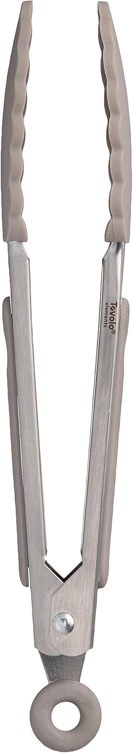 Stainless Steel Tongs with Silicone Tip Set 9" 12" with Easy Lock Mechanism for Grilling Air Fryer Cooking Serving Salad, Heat Resistant Silicone Tipped Kitchen Tongs Sangria Red Black