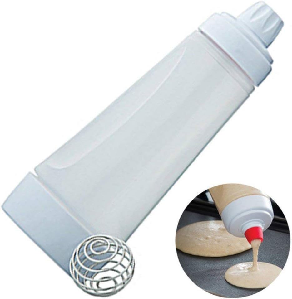 Pancake Batter Dispenser, Pancake Mix Dispenser with BlenderBall for Pancakes, Crepes, Waffle, Muffins, Qatayef, Cupcakes, and more (1 pack)
