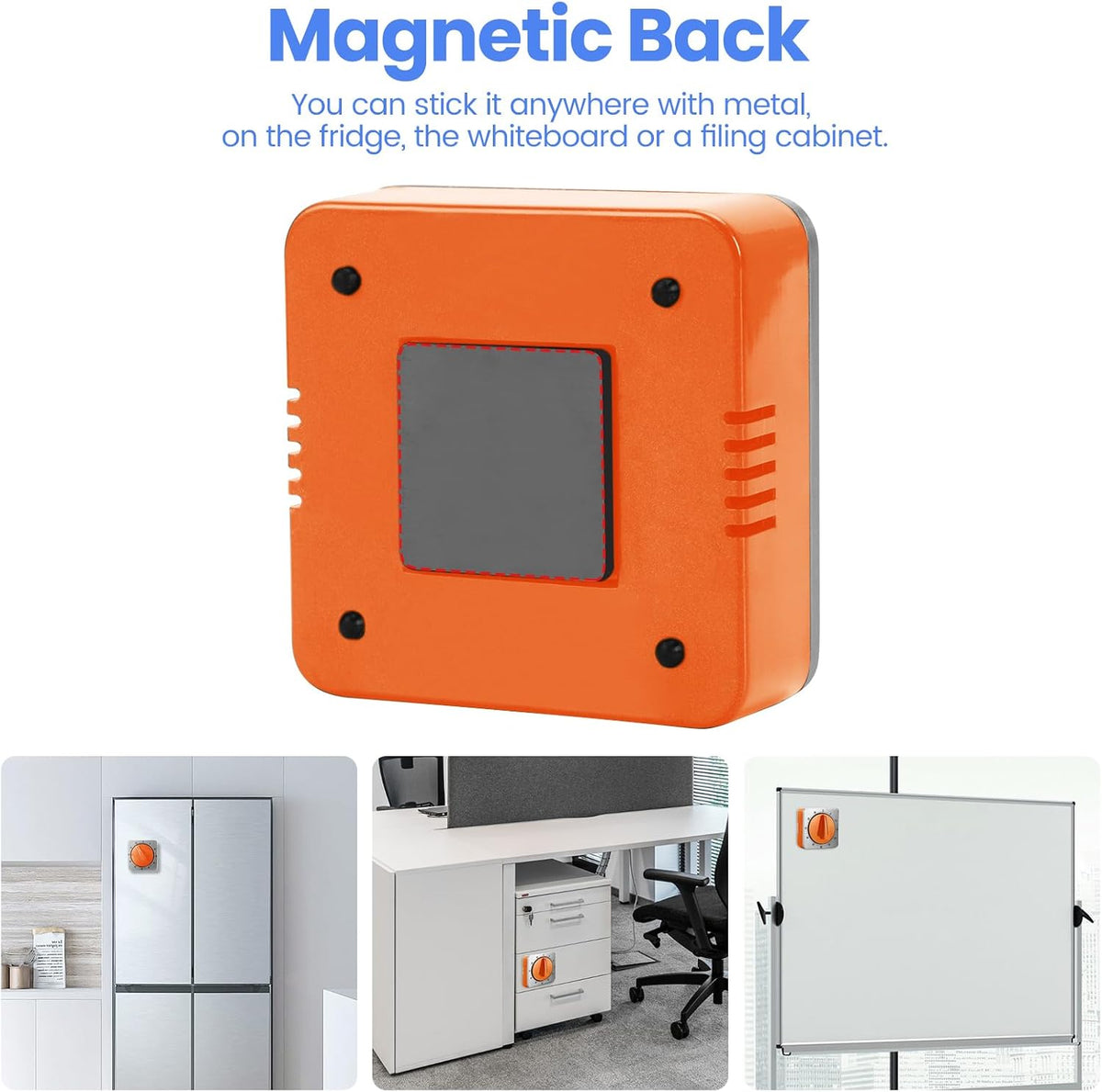 Orange Kitchen Timers for Cooking, Chef Cooking Timer Clock with Loud Alarm,100% Mechanical Desk Timer - No Batteries Required - Magnetic Backing, Exquisite Stainless Steel Body - Countdown Reminder