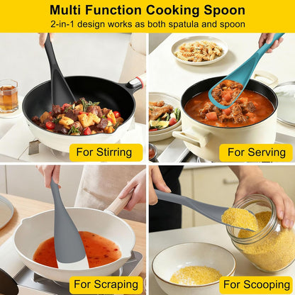 Silicone Cooking Spoons for Nonstick Cookwares, 3 Pack, 12.6 in