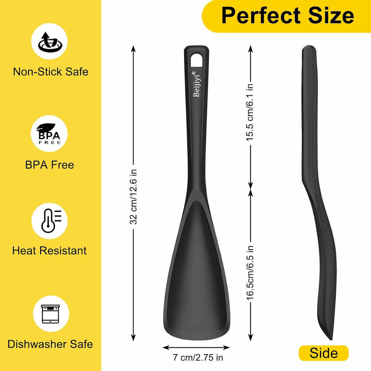 Silicone Cooking Spoons for Nonstick Cookwares, 3 Pack, 12.6 in
