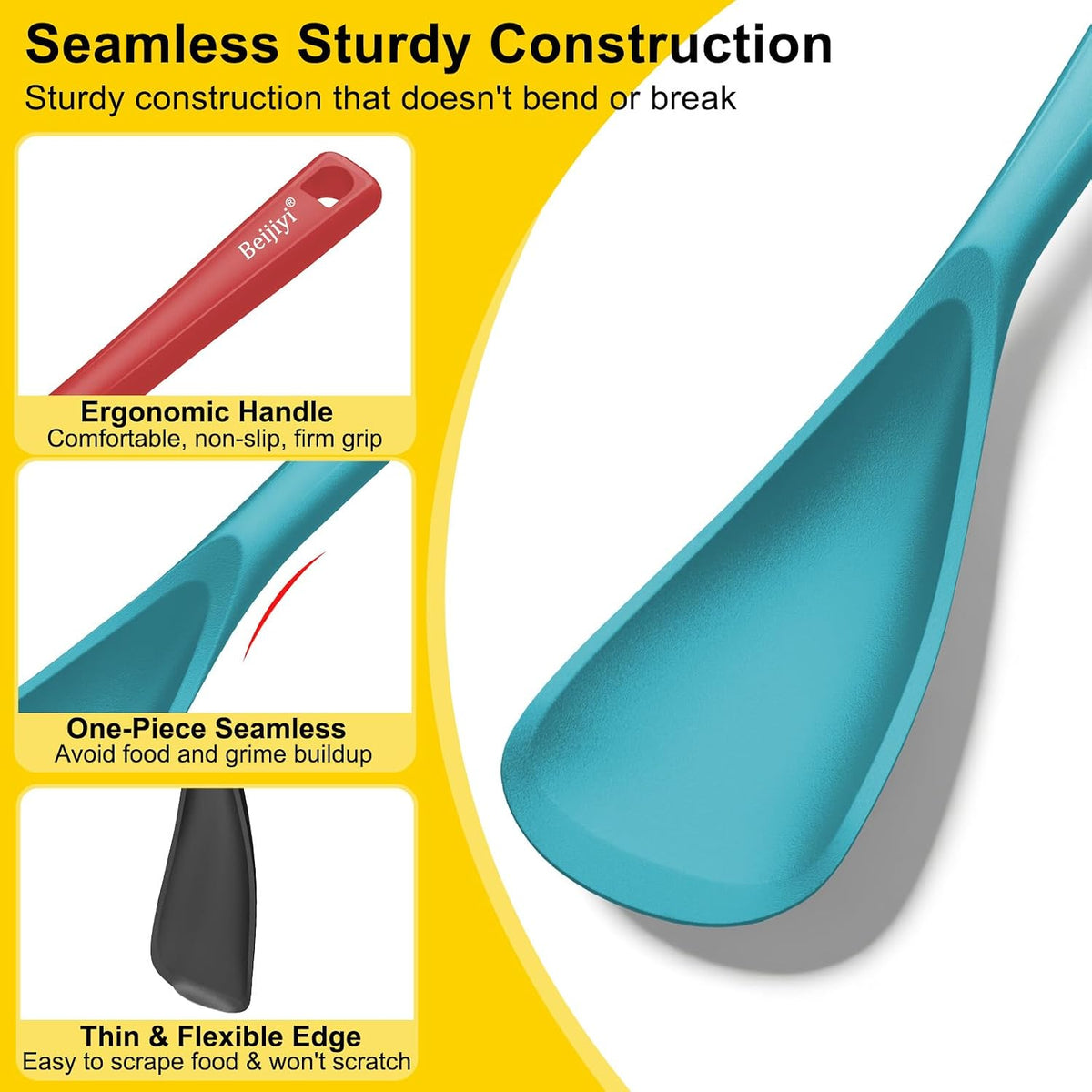 Silicone Cooking Spoons for Nonstick Cookwares, 3 Pack, 12.6 in