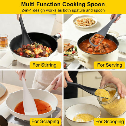 Silicone Cooking Spoons for Nonstick Cookwares, 3 Pack, 12.6 in
