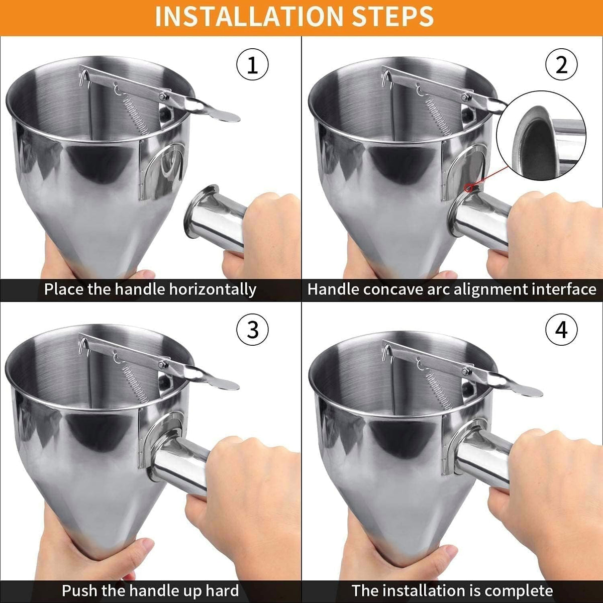 Multi-Caliber Pancake Batter Dispenser, Stainless Steel Funnel Cake Dispenser, Piston Funnel Cake Maker for Pancakes, Cupcakes,Crepes,Muffin,Waffles, Chocolate Balls (1200)