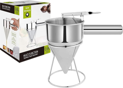 Multi-Caliber Pancake Batter Dispenser, Stainless Steel Funnel Cake Dispenser, Piston Funnel Cake Maker for Pancakes, Cupcakes,Crepes,Muffin,Waffles, Chocolate Balls (1200)