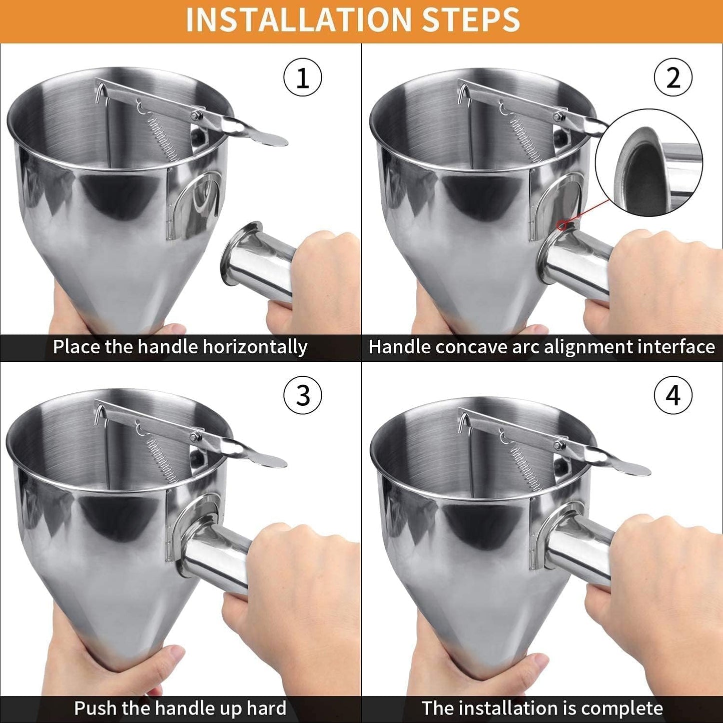 Multi-Caliber Pancake Batter Dispenser, Stainless Steel Funnel Cake Dispenser, Piston Funnel Cake Maker for Pancakes, Cupcakes,Crepes,Muffin,Waffles, Chocolate Balls (1200)