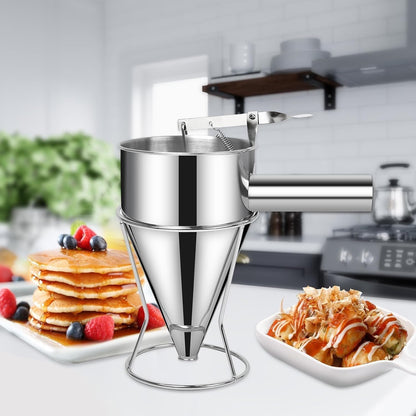 Multi-Caliber Pancake Batter Dispenser, Stainless Steel Funnel Cake Dispenser, Piston Funnel Cake Maker for Pancakes, Cupcakes,Crepes,Muffin,Waffles, Chocolate Balls (1200)