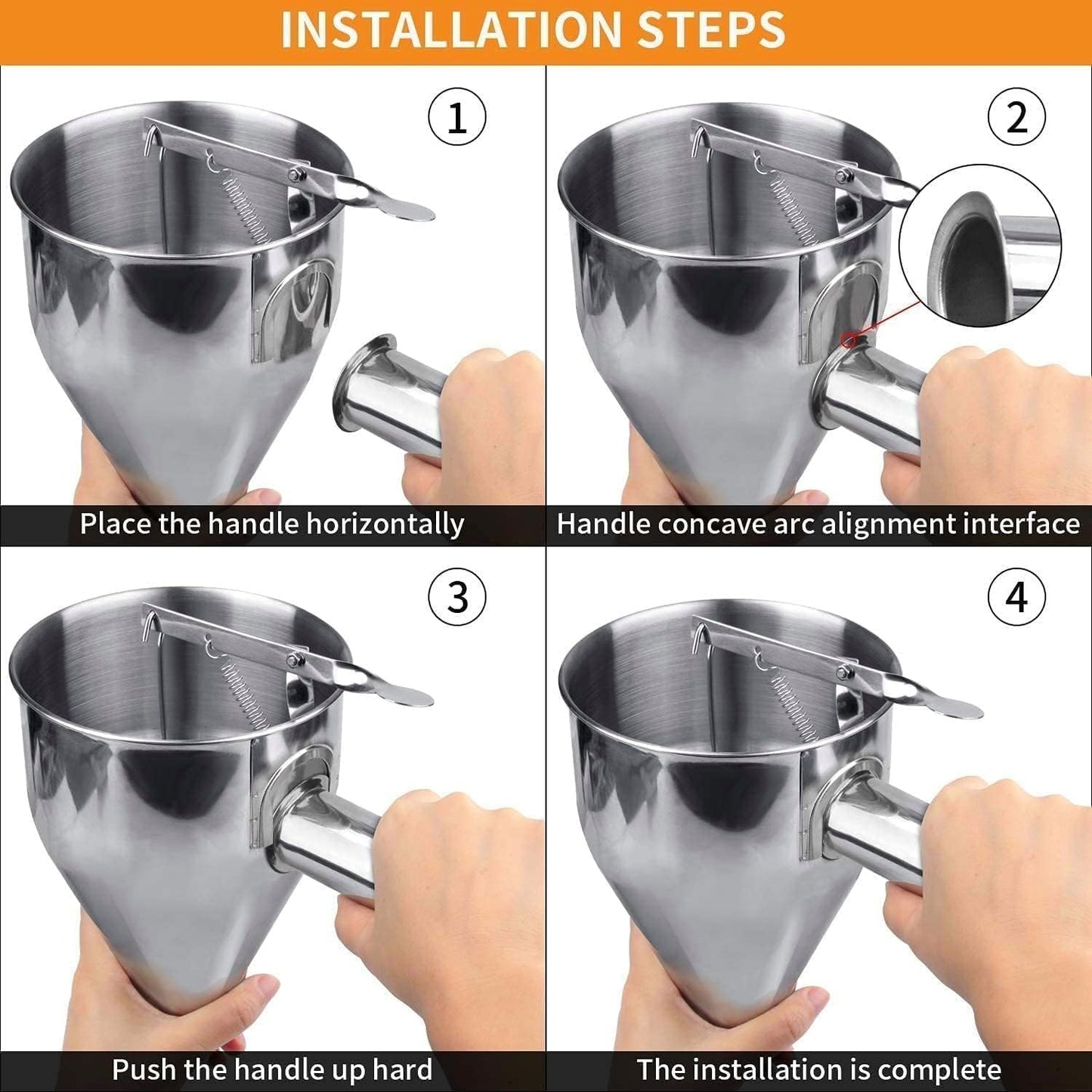 Multi-Caliber Pancake Batter Dispenser, Stainless Steel Funnel Cake Dispenser, Piston Funnel Cake Maker for Pancakes, Cupcakes,Crepes,Muffin,Waffles, Chocolate Balls (1200)