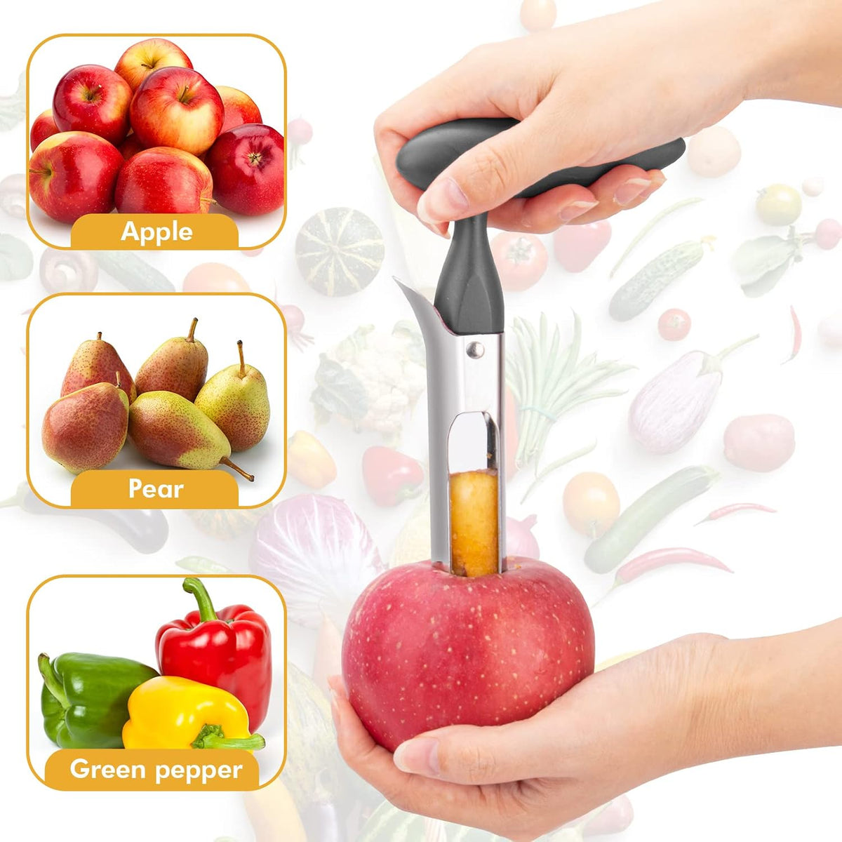 Premium Apple Corer Tool – Featuring Ultra-Sharp Stainless Steel with Serrated Blades for Effortless Coring – Easy to Operate and Clean, Durable Tool Ideal for Baking Apples and Other Culinary Uses