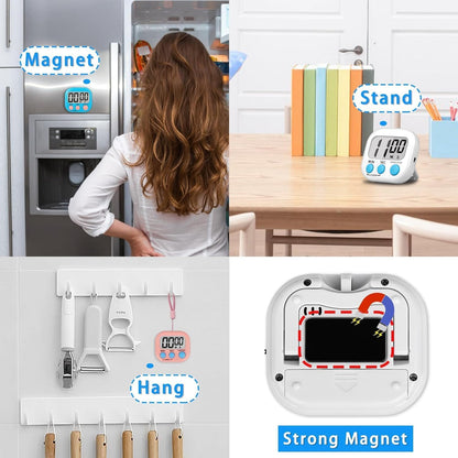 4-Piece Multi-Function Digital Timers with Visual Display for Kids, Ideal for Kitchen Cooking, Egg Timer, Classroom Use, Study, Work, and Exercise Training – Batteries Not Included
