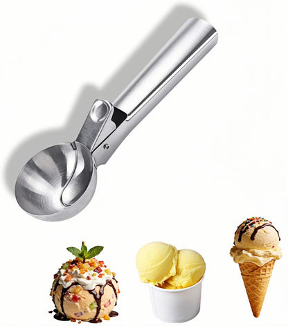 Heavy Duty Stainless Steel Ice Cream Scoop with Trigger Release–Large 3 tbsp Cookie Scoop for Frozen Yogurt,Hard Ice Cream,Melon & Meatballs–Dishwasher Safe,Non-Slip Handle,Effortless Portion Control
