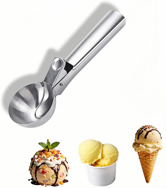 Heavy Duty Stainless Steel Ice Cream Scoop with Trigger Release–Large 3 tbsp Cookie Scoop for Frozen Yogurt,Hard Ice Cream,Melon & Meatballs–Dishwasher Safe,Non-Slip Handle,Effortless Portion Control
