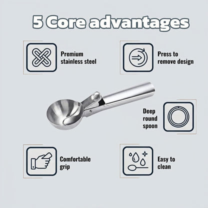 Heavy Duty Stainless Steel Ice Cream Scoop with Trigger Release–Large 3 tbsp Cookie Scoop for Frozen Yogurt,Hard Ice Cream,Melon & Meatballs–Dishwasher Safe,Non-Slip Handle,Effortless Portion Control