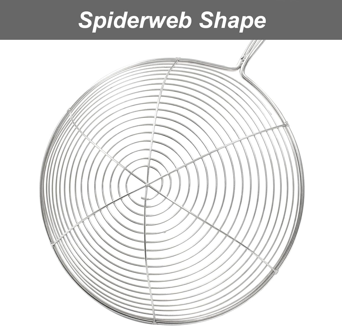 Set of 2 Stainless Steel Spider Strainer Skimmer Pasta Strainer Spoon for Frying and Cooking, Asian Strainer Ladle with Long Handle, 4.7" & 5.5" Dia.