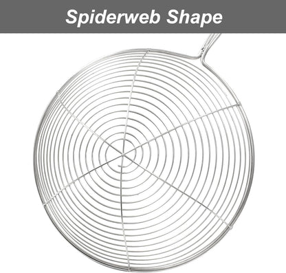 Set of 2 Stainless Steel Spider Strainer Skimmer Pasta Strainer Spoon for Frying and Cooking, Asian Strainer Ladle with Long Handle, 4.7" & 5.5" Dia.