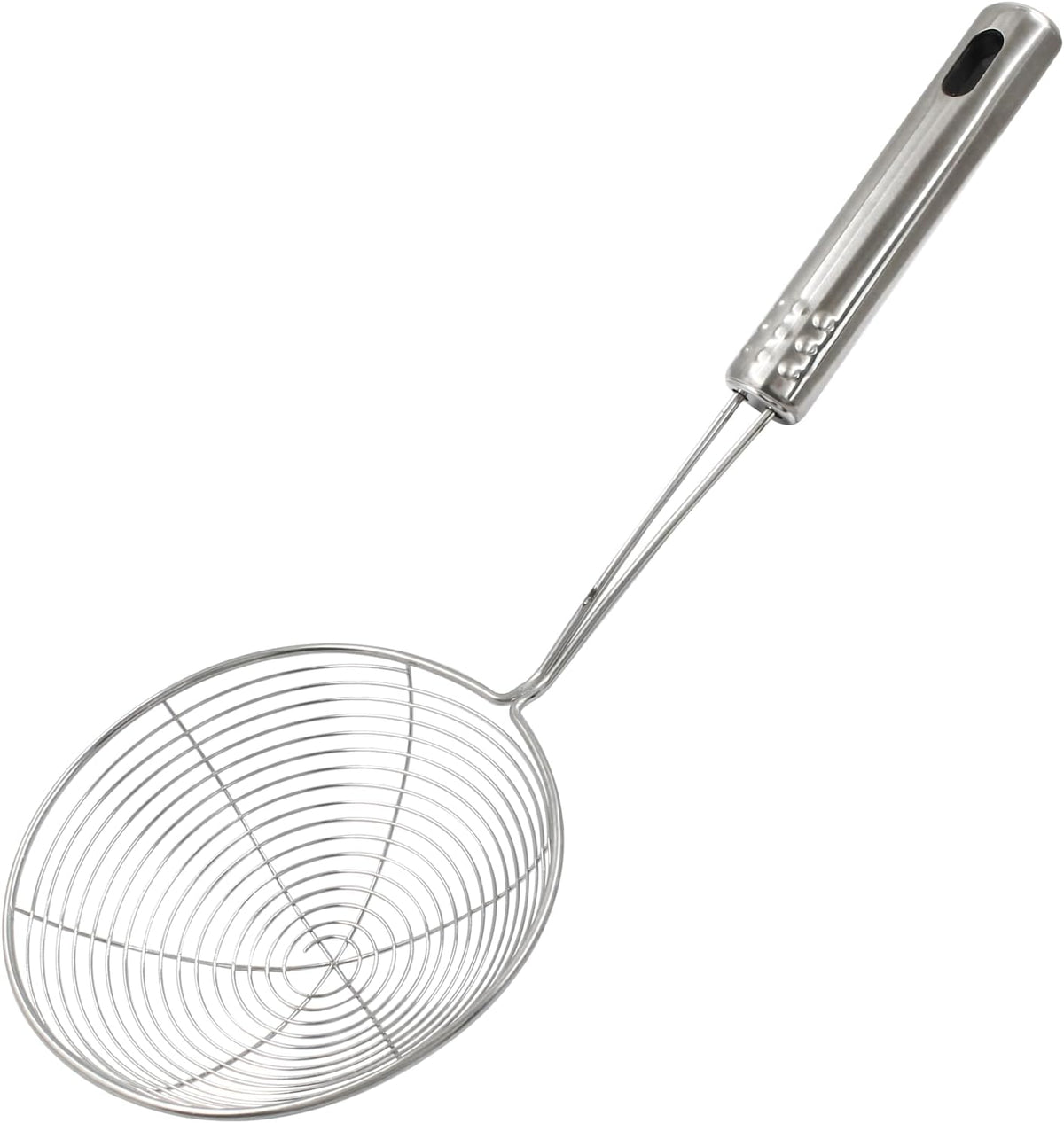 Set of 2 Stainless Steel Spider Strainer Skimmer Pasta Strainer Spoon for Frying and Cooking, Asian Strainer Ladle with Long Handle, 4.7" & 5.5" Dia.