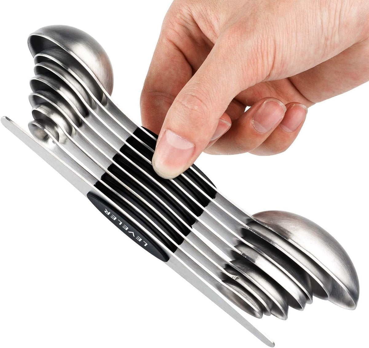 Magnetic Measuring Spoons Set Stainless Steel Dual Sided Measuring Spoons