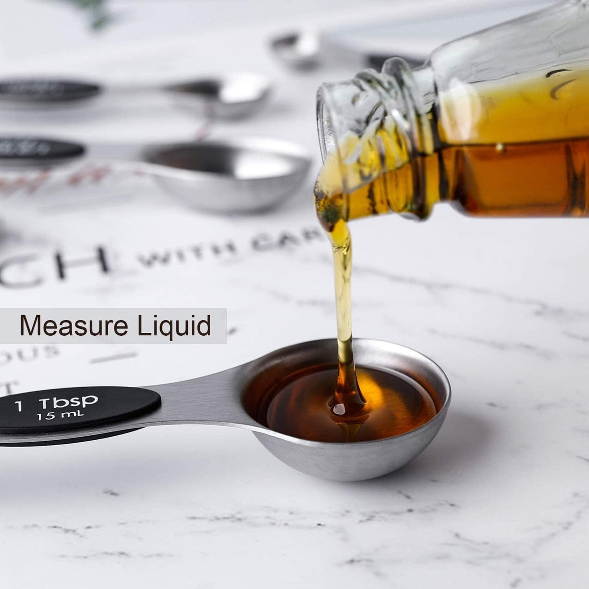 Magnetic Measuring Spoons Set Stainless Steel Dual Sided Measuring Spoons