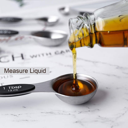 Magnetic Measuring Spoons Set Stainless Steel Dual Sided Measuring Spoons