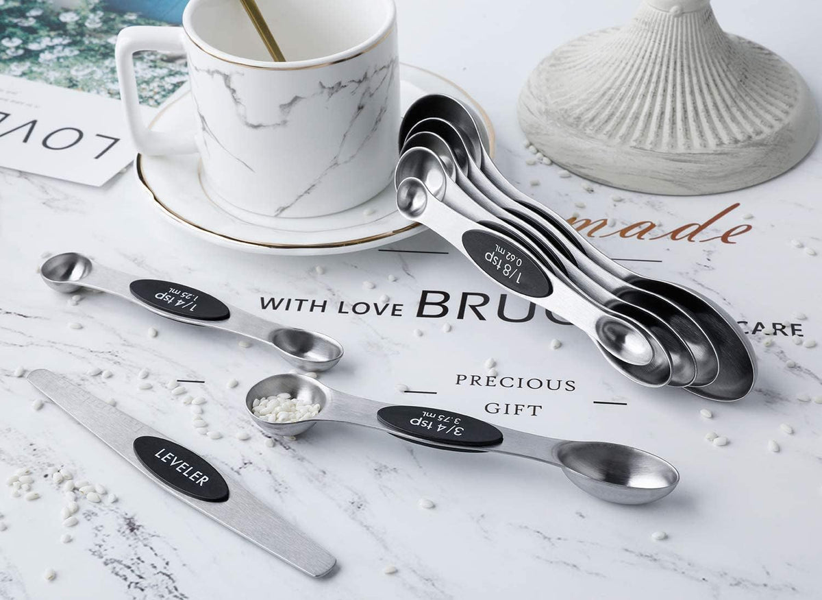 Magnetic Measuring Spoons Set Stainless Steel Dual Sided Measuring Spoons