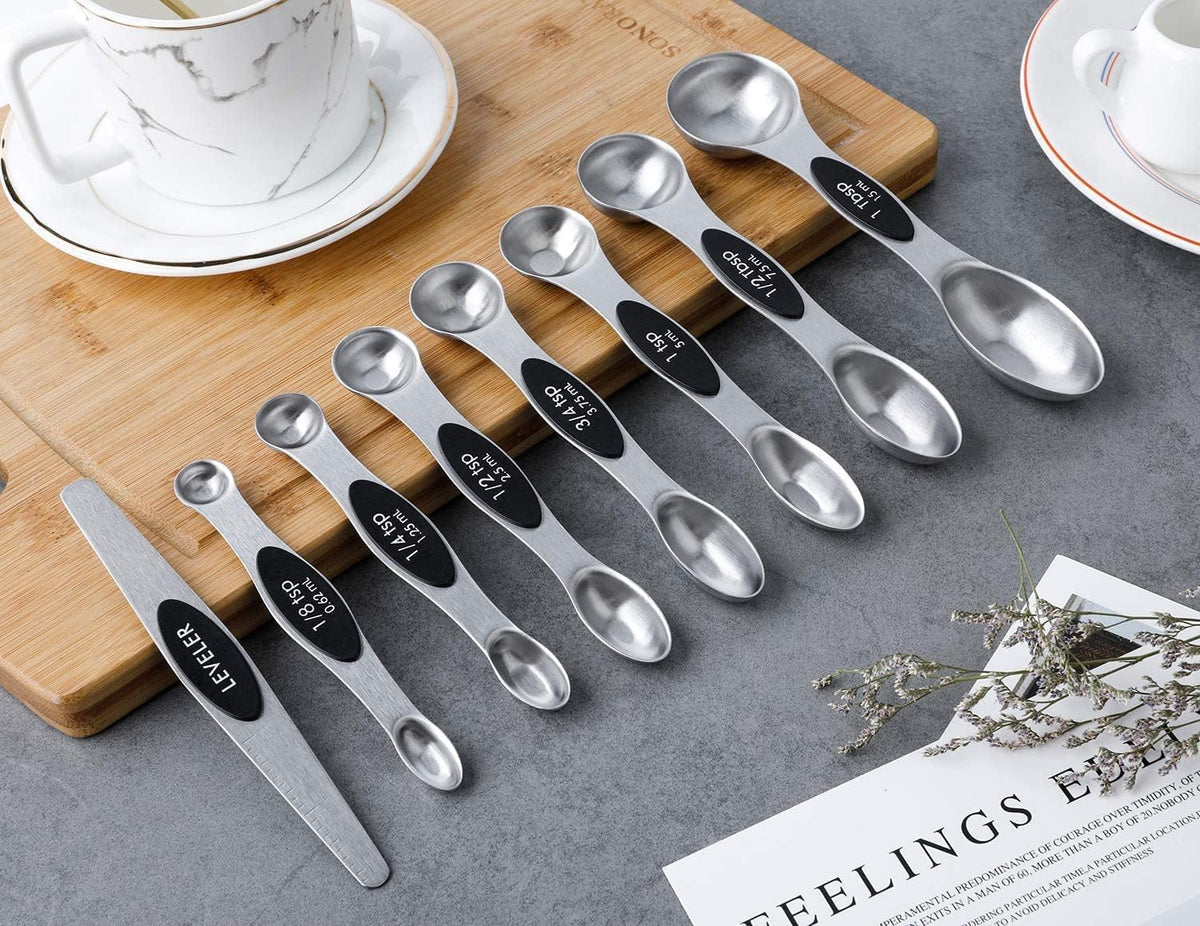 Magnetic Measuring Spoons Set Stainless Steel Dual Sided Measuring Spoons
