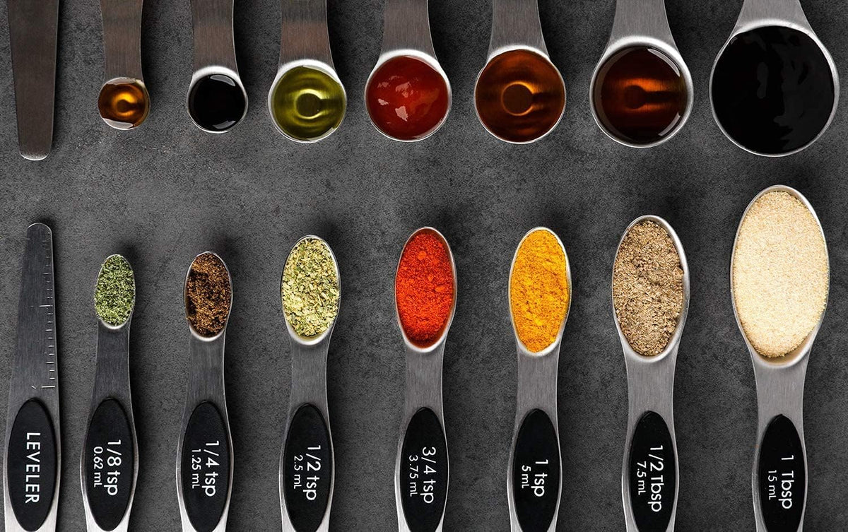 Magnetic Measuring Spoons Set Stainless Steel Dual Sided Measuring Spoons
