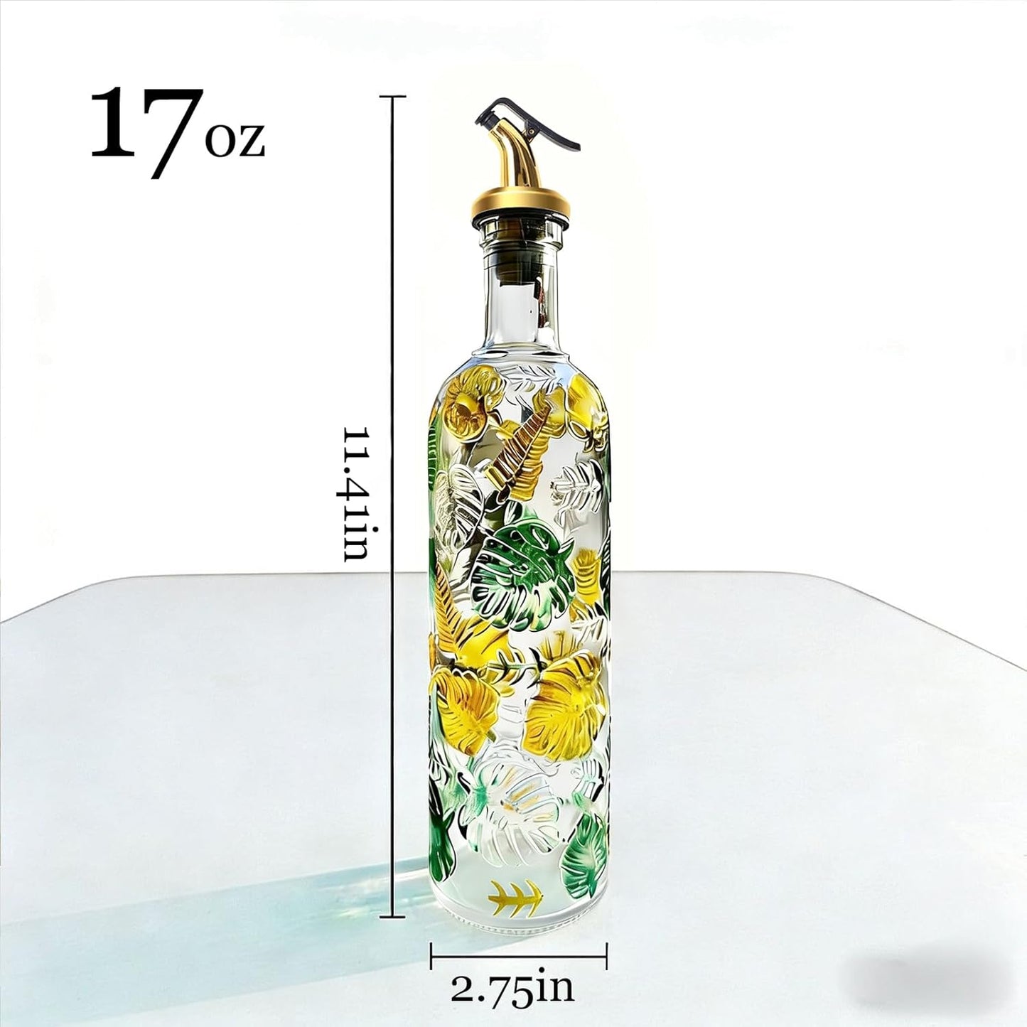2 Pcs Olive Oil Dispenser Bottle for Kitchen,17oz Clear Glass Cooking Oil and Vinegar Dispenser Set, Coffee Syrup Dispenser with 2 Pourers and 1 Funnel (Two squares)
