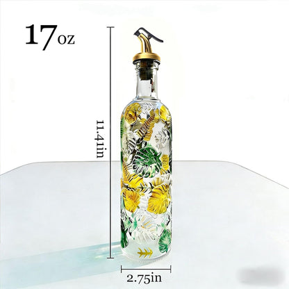 2 Pcs Olive Oil Dispenser Bottle for Kitchen,17oz Clear Glass Cooking Oil and Vinegar Dispenser Set, Coffee Syrup Dispenser with 2 Pourers and 1 Funnel (Two squares)
