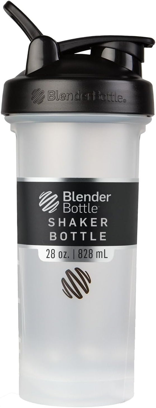 Classic V2 Shaker Bottle Perfect for Protein Shakes and Pre Workout, 28-Ounce, Clear/Black