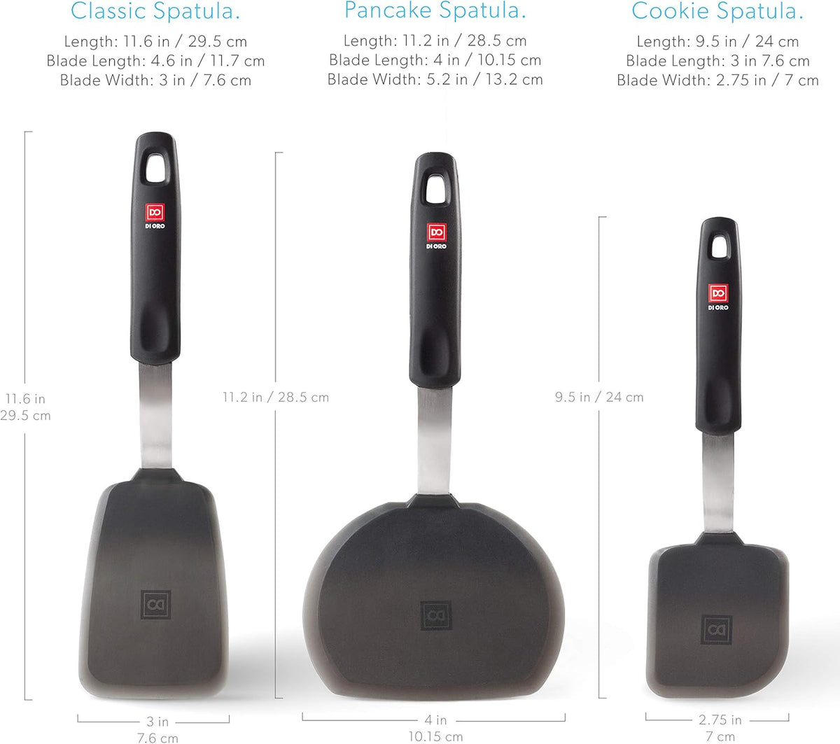 Silicone Turner Spatula Set - 600F Heat Resistant, 3-Pc