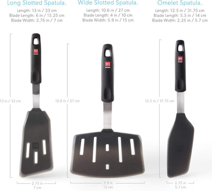 Silicone Turner Spatula Set - 600F Heat Resistant, 3-Pc