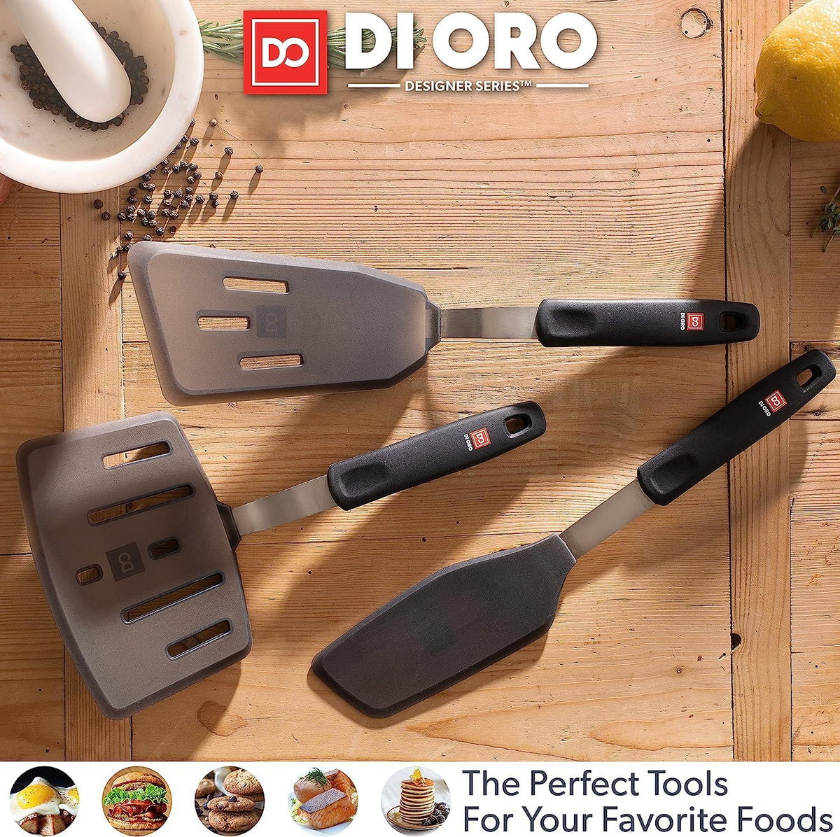 Silicone Turner Spatula Set - 600F Heat Resistant, 3-Pc