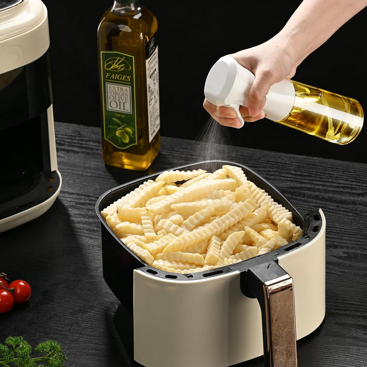 Oil Sprayer for Cooking- 200ml Glass Olive Oil Sprayer Mister, Olive Oil Spray Bottle, Kitchen Gadgets Accessories for Air Fryer, Canola Oil Spritzer, Widely Used for Salad Making, Baking, Frying,BBQ4