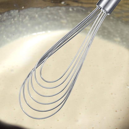 3 Pcs Flat Whisk Set Stainless Steel Flat Wire Whisk 8, 10, 11.6 In