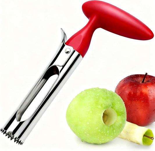 Apple Corer Tool, Apple Core Removal, Stainless Steel Apple Core Remover Tool, Easy to Grip, Easy to Use, silver red
